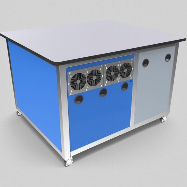 Mesa de laboratorio para MS con cabina antirruido para bomba de vacío